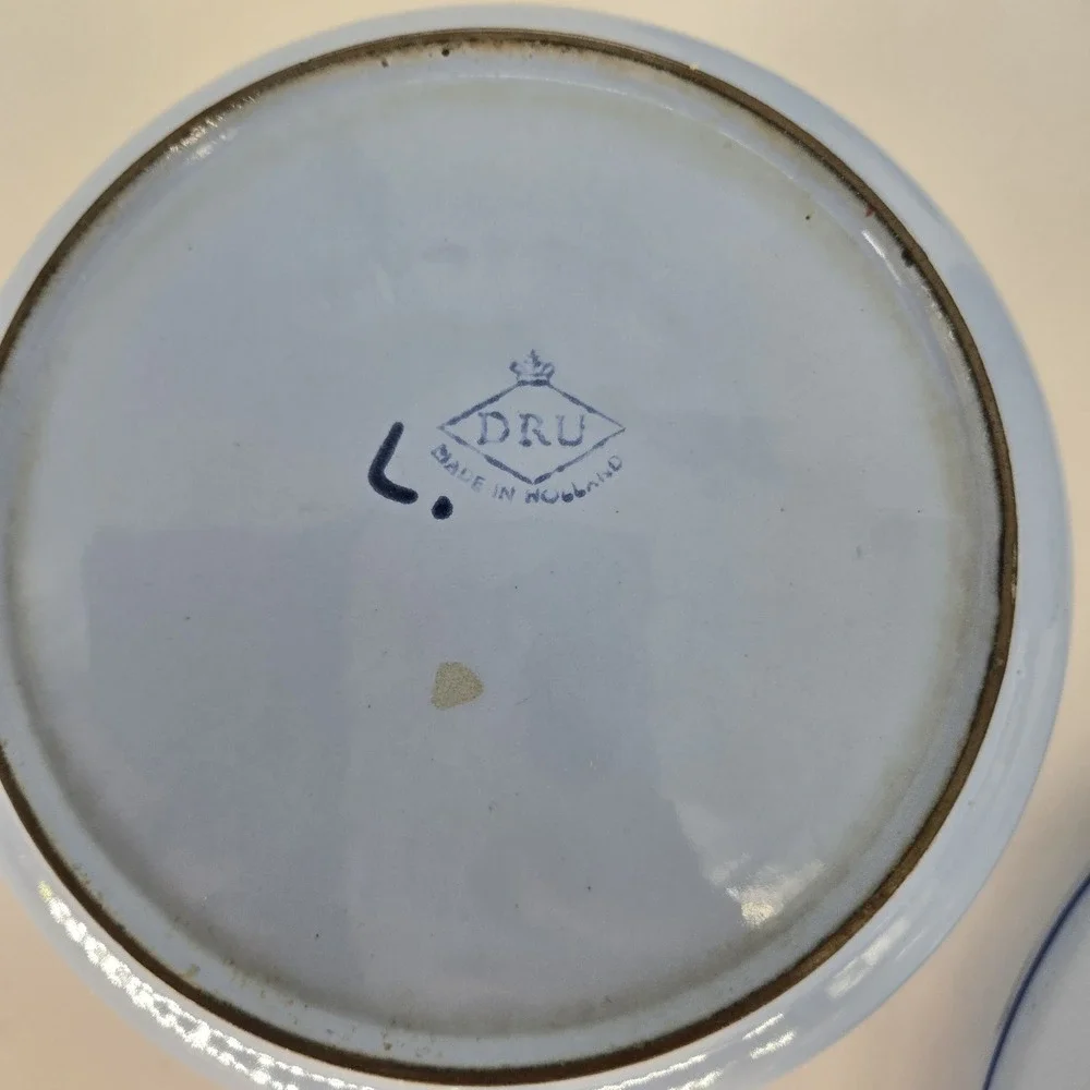 Vintage DRU Holland Blue Enamel Saucepan Set With Lids Tulip MCM Cookware 6